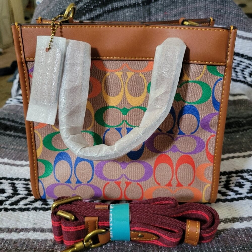 Coach Pride Field Tote 22 - Colorful Striped Edition